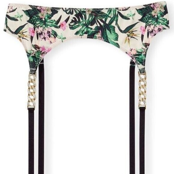 Victoria's Secret Tropical Gold Bling Chain Garter Belt NWT - Picture 1 of 4